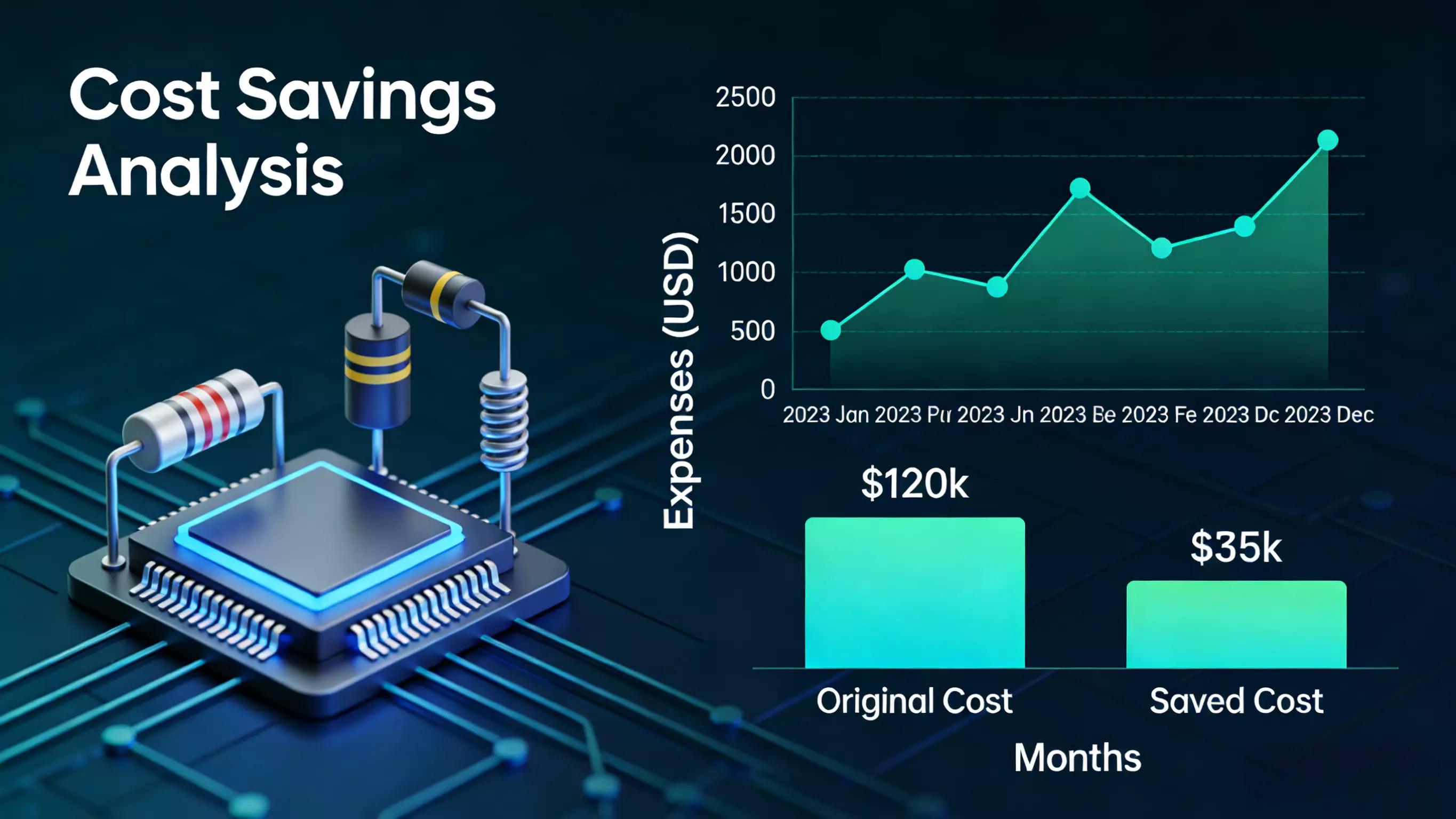 Cost savings analysis for electronic component procurement using data-driven sourcing and spend optimization